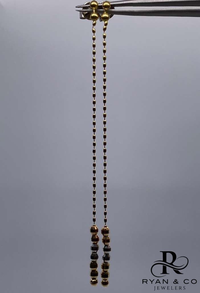 18k Tri-Gold Hanging Earrings