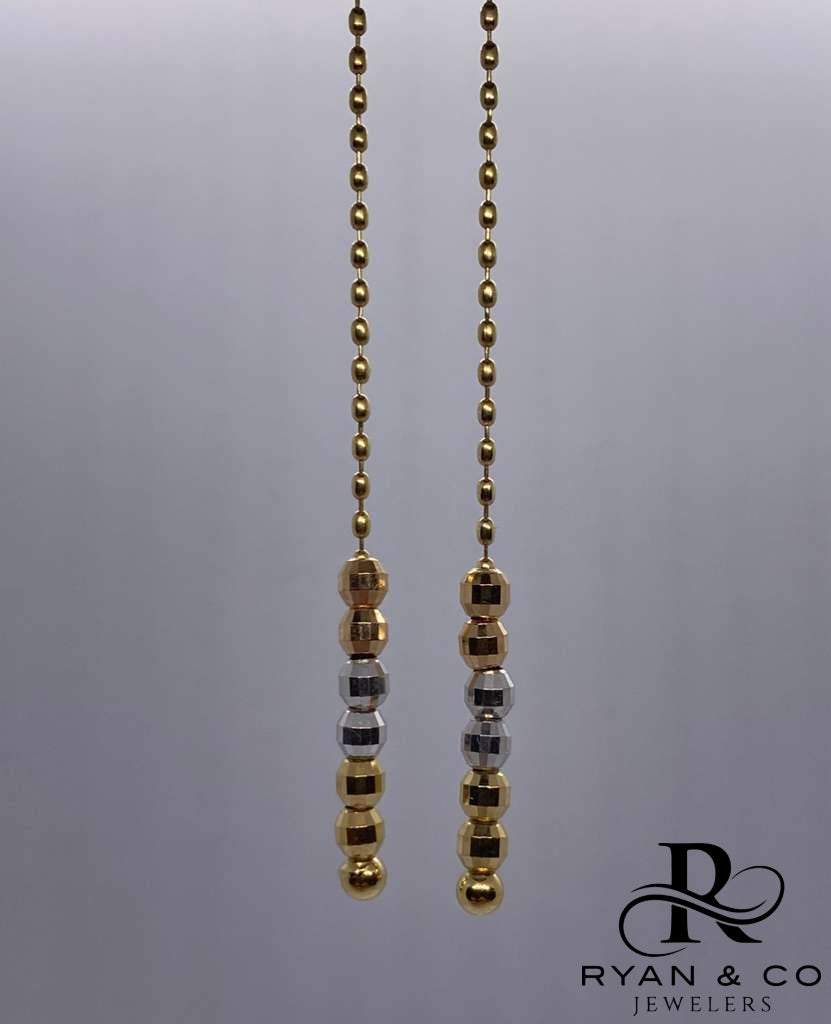 18k Tri-Gold Hanging Earrings