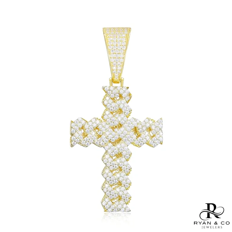 Diamond Cuban Link Pendant in Gold Vermeil