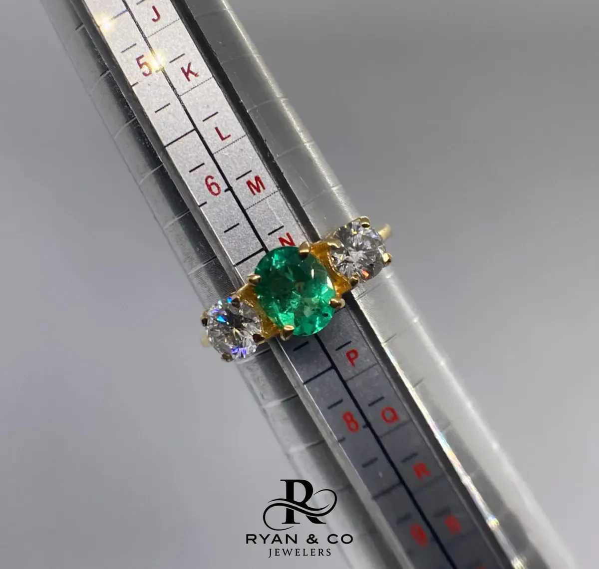18K Yellow Gold Colombian Oval Emerald & Diamond Ring