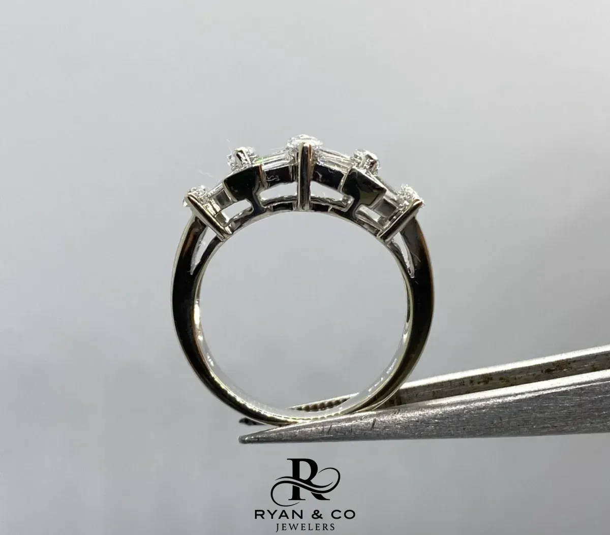 18k White Gold Marquise Baguette Diamond Cocktail Ring