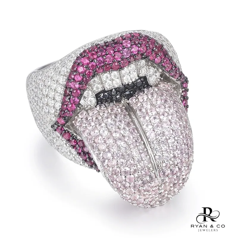 Men's Diamond Custom Tongue Ring in Gold Vermeil