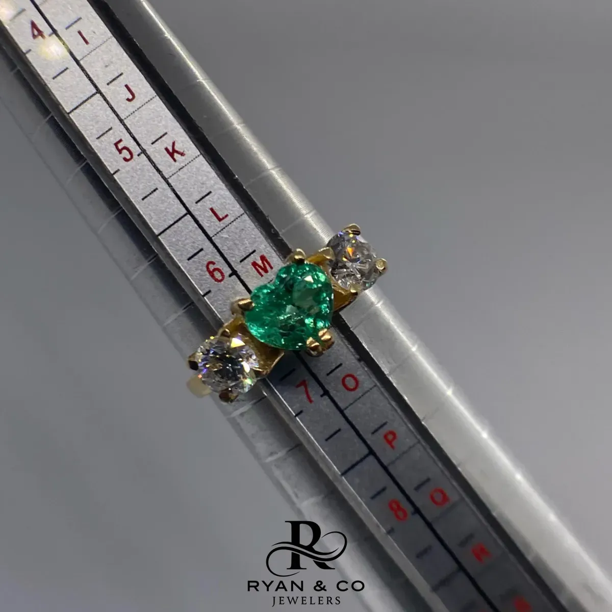 18K Yellow Gold Colombian Emerald & Diamond Ring