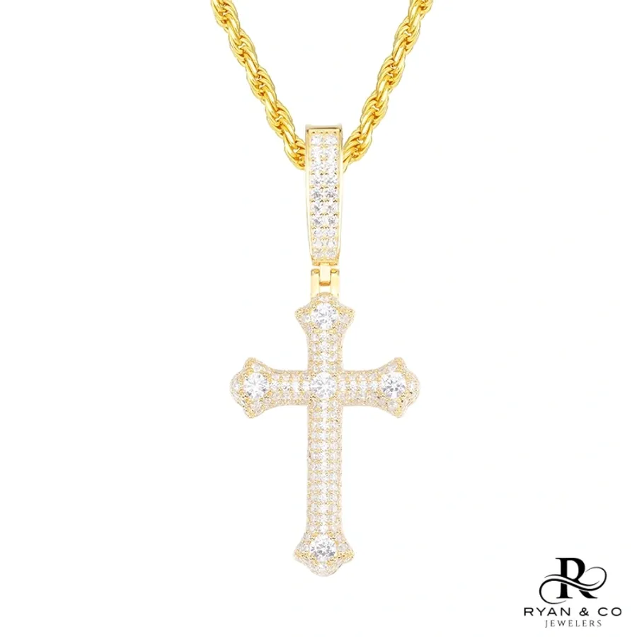 Diamond Cross Pendant in Gold Vermeil