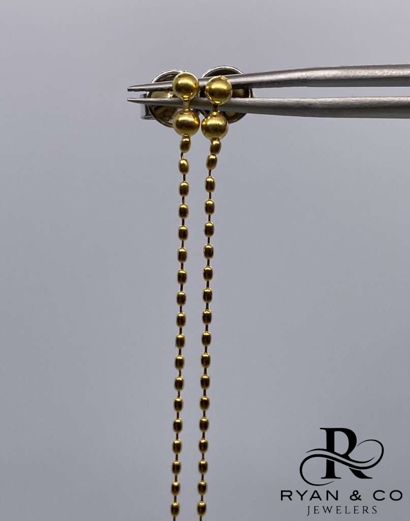 18k Tri-Gold Hanging Earrings