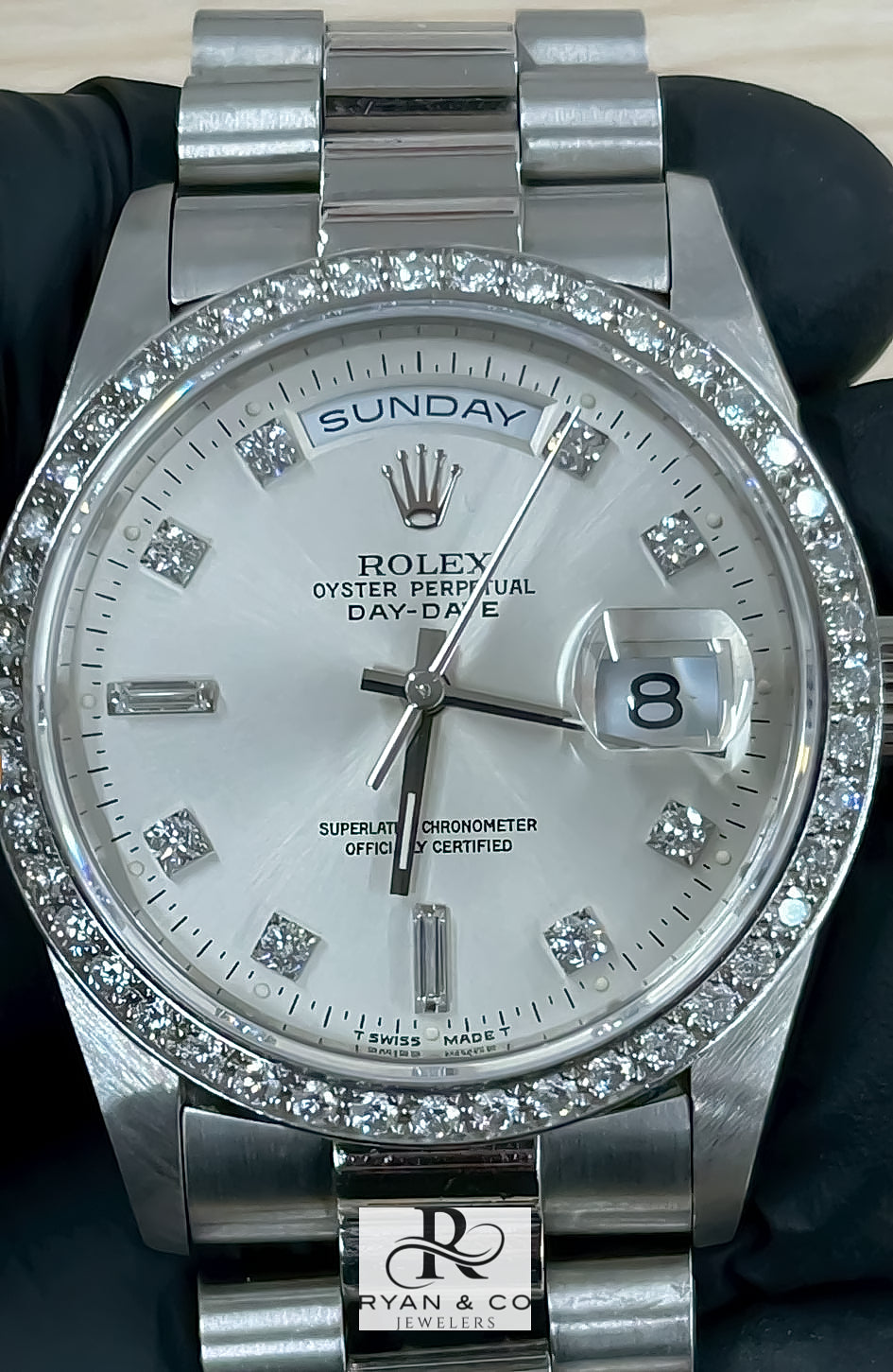 Platinum Rolex Day-Date 36mm Ref 18346A | Factory Diamond Dial & Bezel | 1991 X Serial President Watch