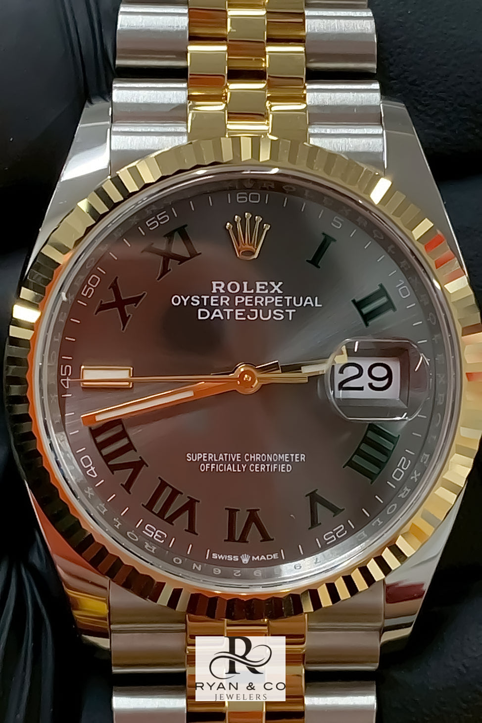 Rolex Datejust Two-Tone 36mm/41mm Slate Roman Dial | Jubilee Bracelet Fluted Gold Bezel Watch
