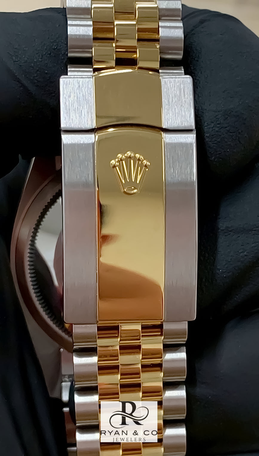 Rolex Datejust Two-Tone 36mm/41mm Slate Roman Dial | Jubilee Bracelet Fluted Gold Bezel Watch