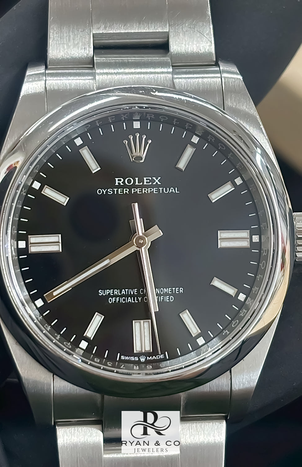 Rolex Oyster Perpetual Black Dial Stainless Steel 36mm/39mm/41mm | Smooth Bezel Classic Watch