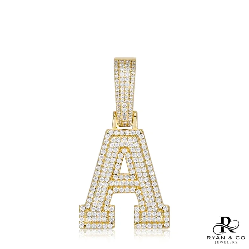 Diamond A Initial Pendant in Gold Vermeil