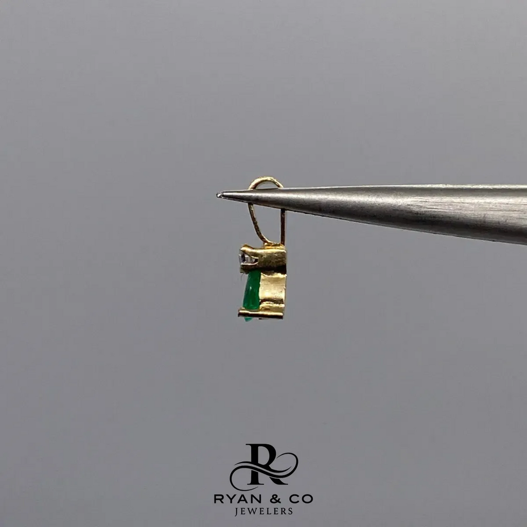 18K Yellow Gold Pear Shaped Muzo Emerald Pendant