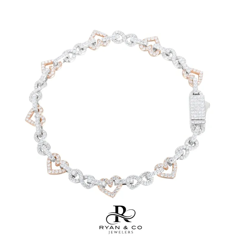 Women's Diamond Heart-Infinity Bracelet in Gold Vermeil