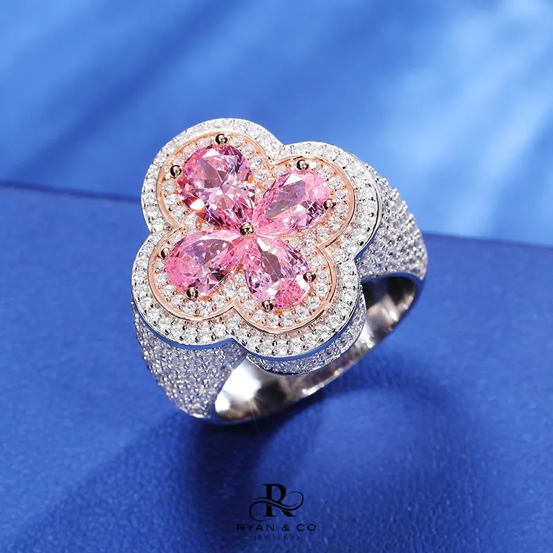 Men's Clover Pear-cut Diamond Ring in Gold Vermeil