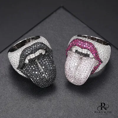 Men's Diamond Custom Tongue Ring in Gold Vermeil