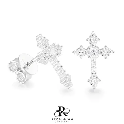Diamond Cross Earrings in Gold Vermeil