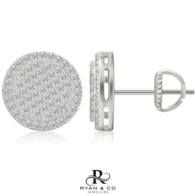 Round Cut Melee Diamond Cluster Earrings in Gold Vermeil