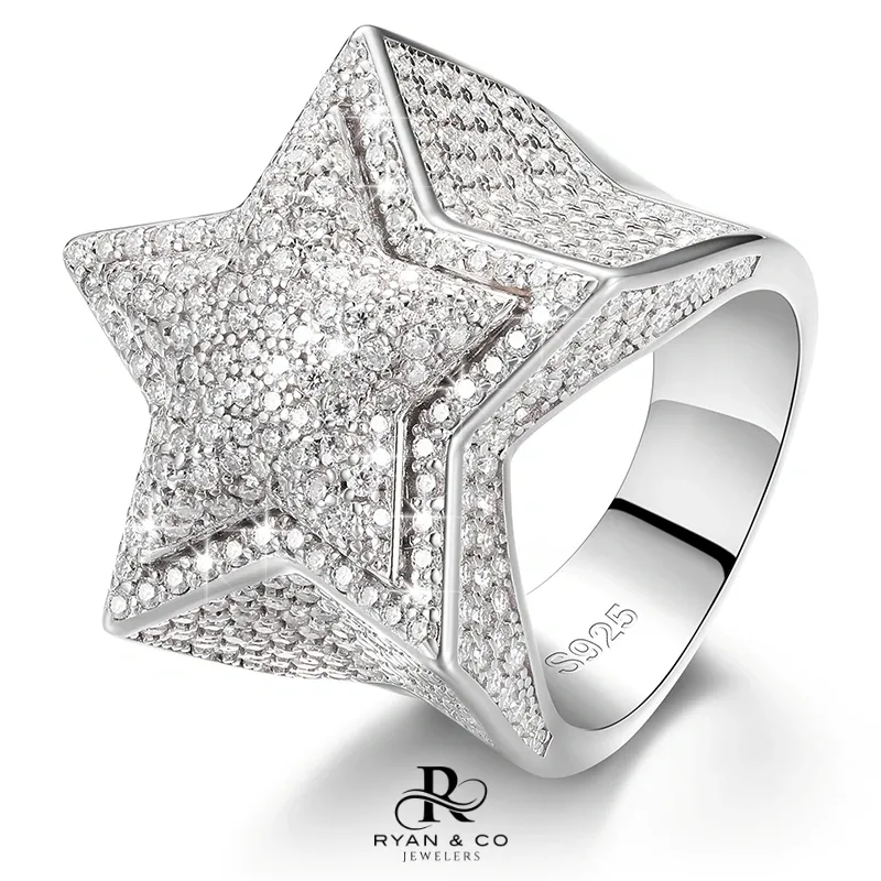 Men's Star Diamond Ring in Gold Vermeil