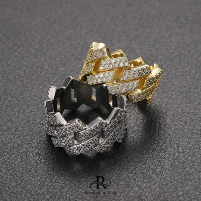 Men's Diamond Cuban Link Ring in Gold Vermeil