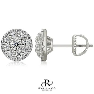 Round Cut Diamond Cluster Earrings in Gold Vermeil