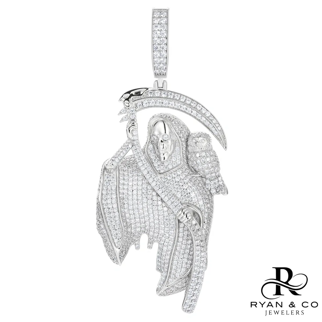 Diamond Grim Reaper Pendant in Gold Vermeil