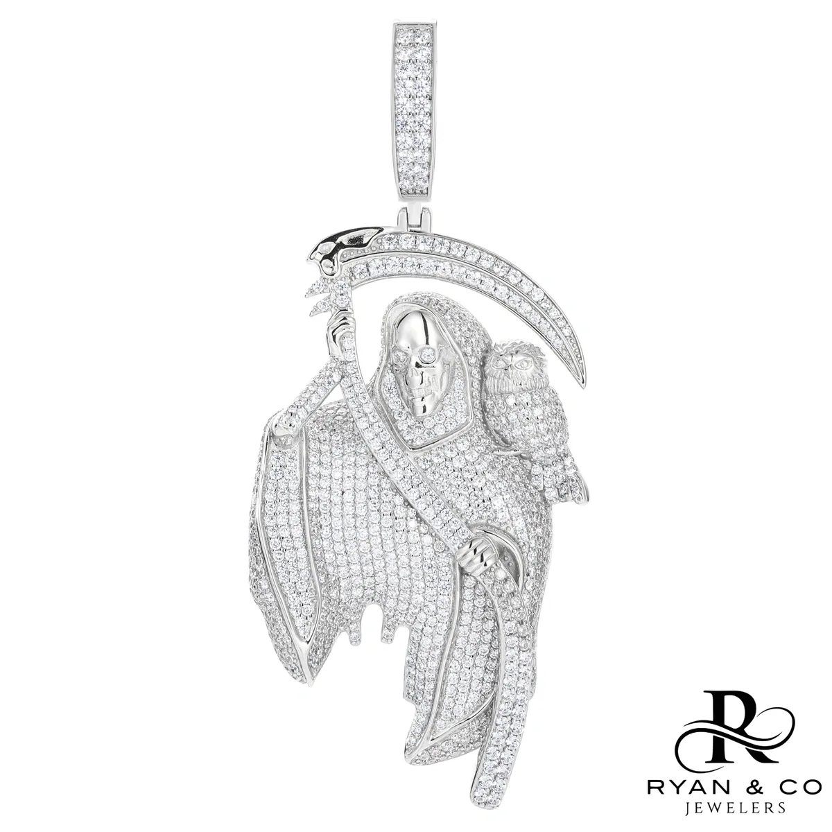 Diamond Grim Reaper Pendant in Gold Vermeil