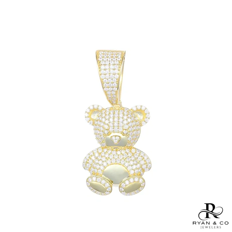 Diamond Bear Pendant in Gold Vermeil