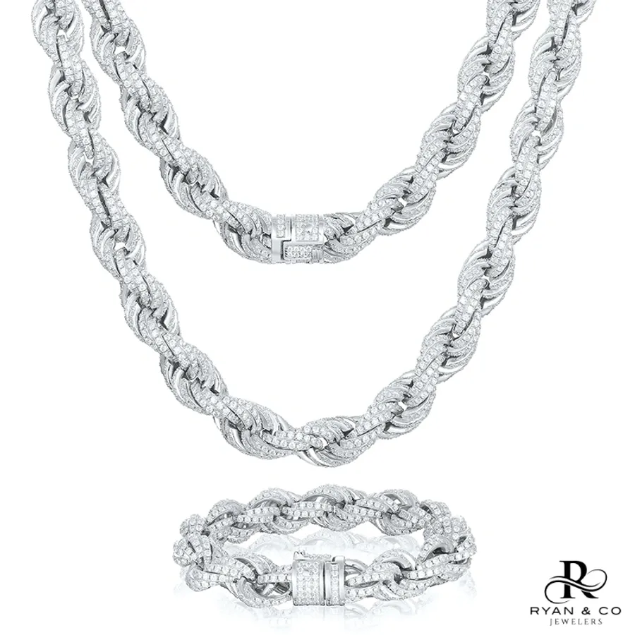 8mm Diamond Rope Chain in Gold Vermeil