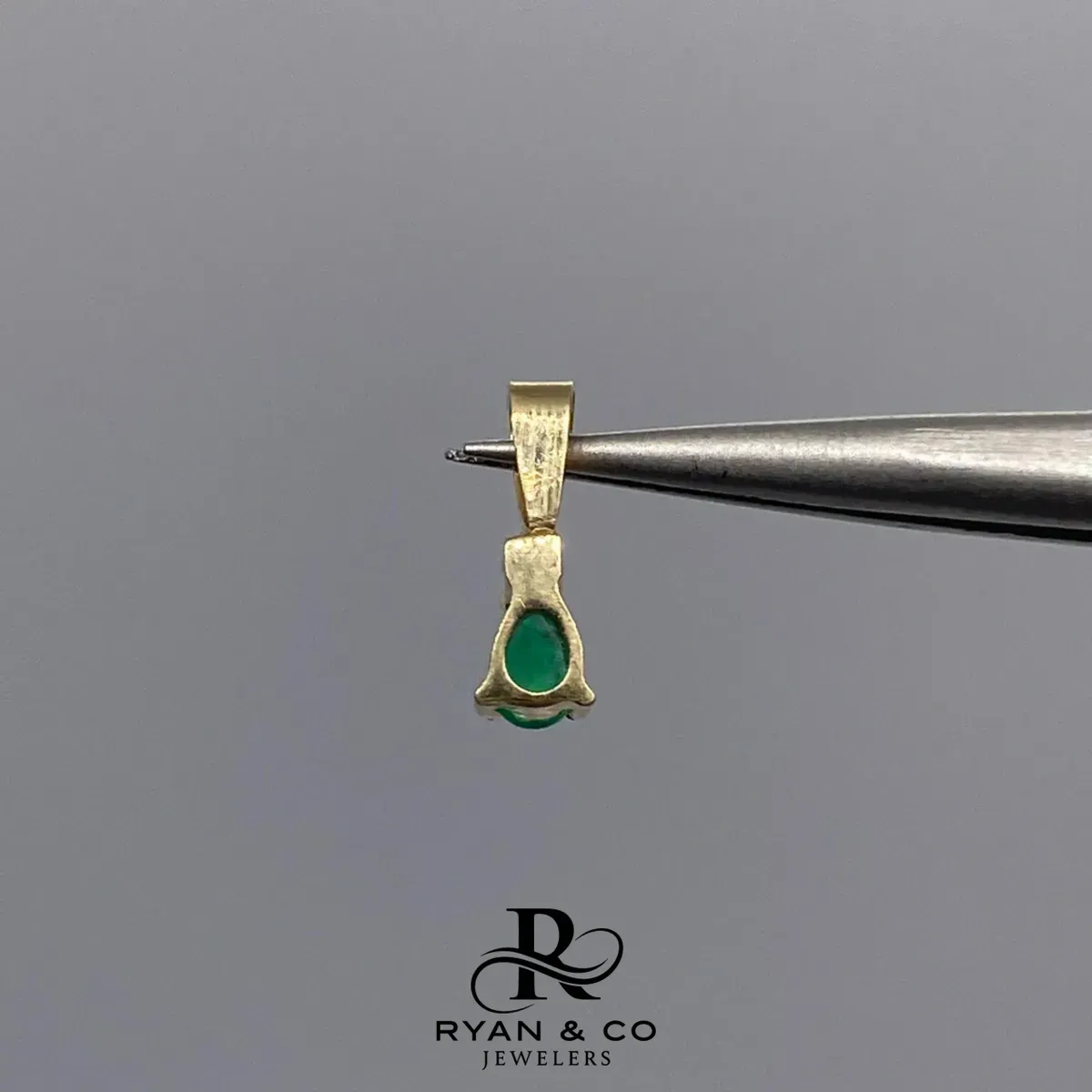 18K Yellow Gold Pear Shaped Muzo Emerald Pendant