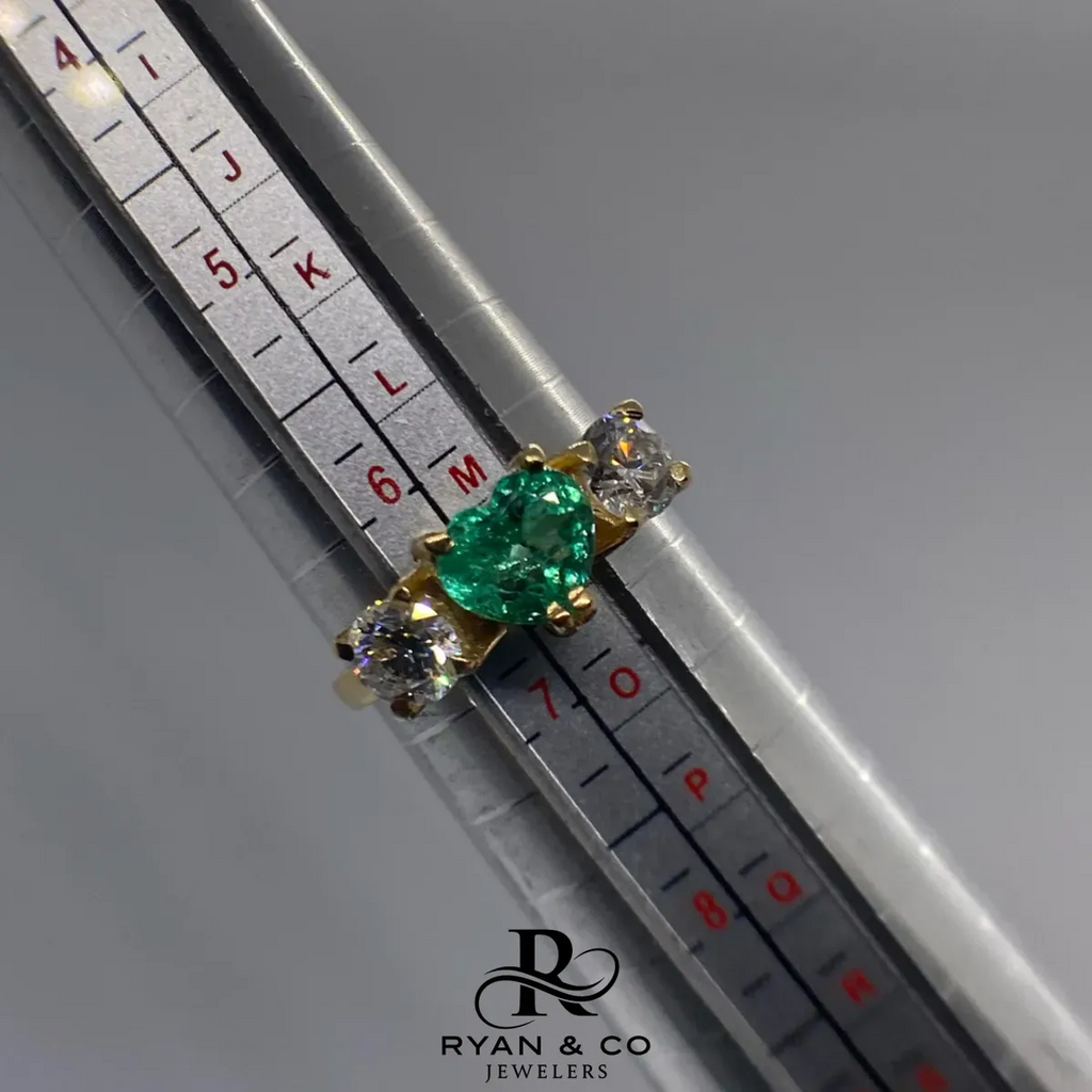 18K Yellow Gold Colombian Emerald & Diamond Ring