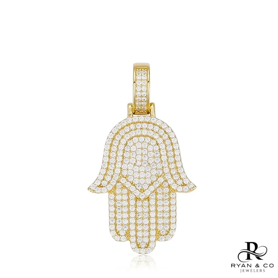 Diamond Hamsa Pendant in Gold Vermeil